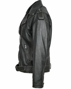 Femme Blue Wellford Veste en Cuir Oversize Carolane noir ruboff