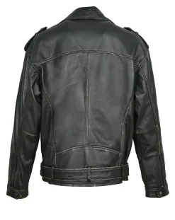 Femme Blue Wellford Veste en Cuir Oversize Carolane noir ruboff