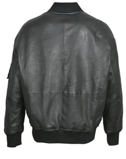 Femme Blue Wellford Veste en Cuir Oversize Cassylia noire