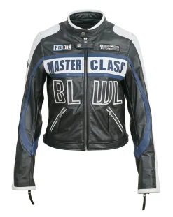 Blue Wellford Veste en Cuir Oversize Fulvia noir/blanc