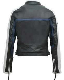 Blue Wellford Veste en Cuir Oversize Fulvia noir/blanc