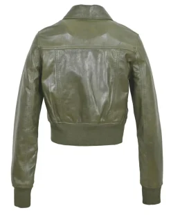 Femme Blue Wellford Veste en Cuir Oversize Inaya verte