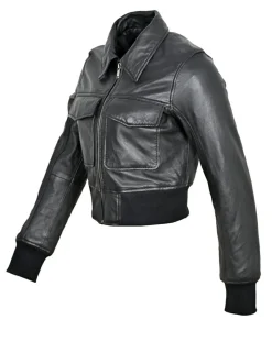 Outlet Blue Wellford Veste en Cuir Oversize Inaya noire