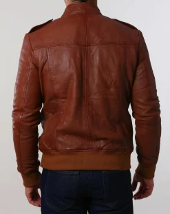 Online Chyston Veste en Cuir Pat cognac