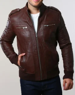 Outlet Chyston Veste en Cuir Pat marron