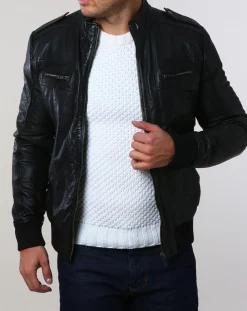 Clearance Chyston Veste en Cuir Pat noire