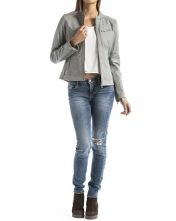 Femme Blue Wellford Veste en Cuir Pearl gris clair