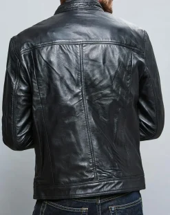 Homme Chyston Veste en Cuir Raphael noire