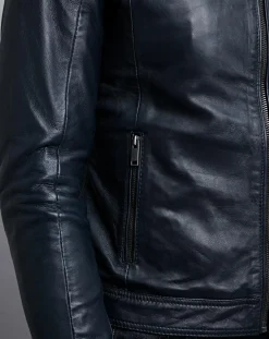 Clearance Chyston Veste en Cuir Raphaël bleu marine