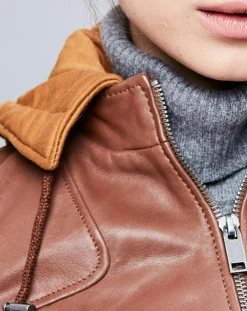 Sale Chyston Veste en Cuir Roxane cognac