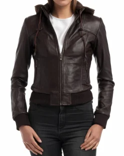 Femme Chyston Veste en Cuir Roxane marron