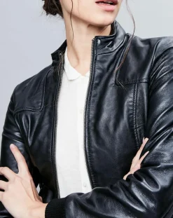 Femme Chyston Veste en Cuir Roxane noire