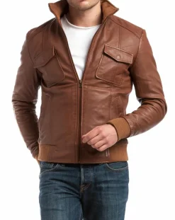 Discount Chyston Veste en Cuir Simon cognac