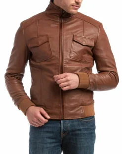 Discount Chyston Veste en Cuir Simon cognac
