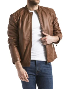 Homme Blue Wellford Veste en Cuir Tchar cognac