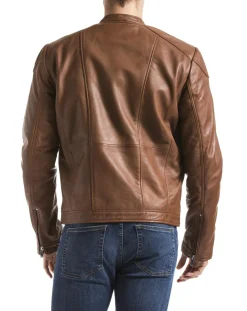 Homme Blue Wellford Veste en Cuir Tchar cognac