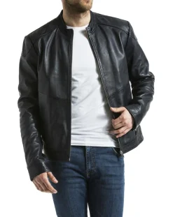 Sale Blue Wellford Veste en Cuir Tchar marine