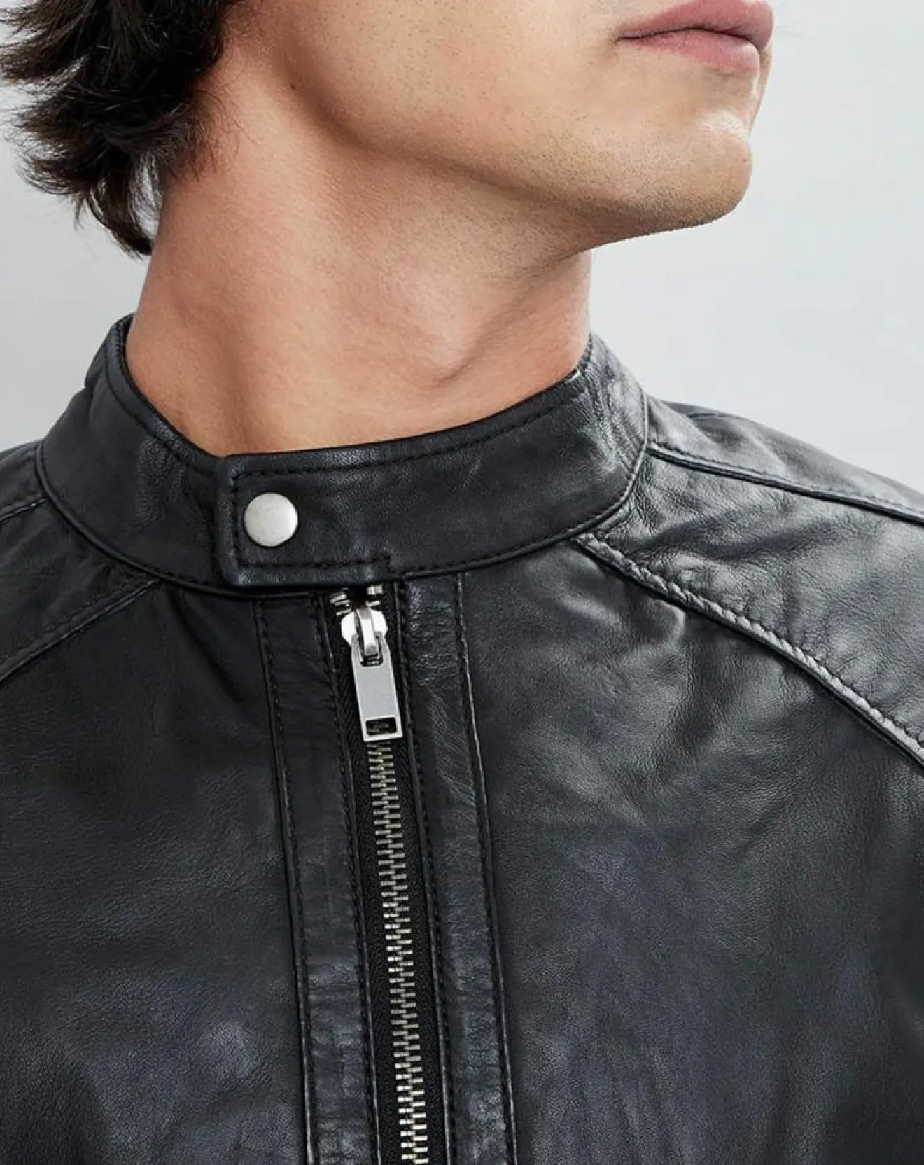 Homme Chyston Veste en Cuir Thibaut noire