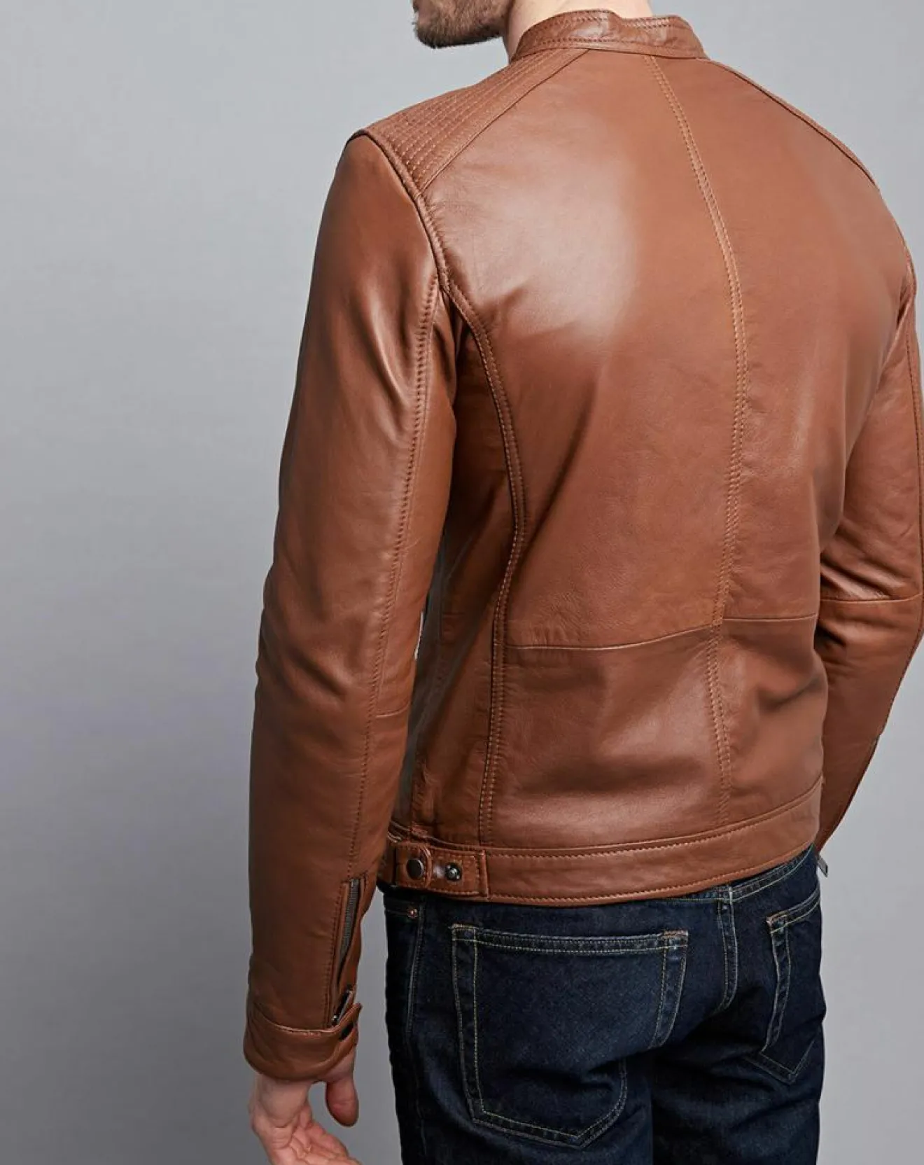 Homme Chyston Veste en Cuir Timoty cognac