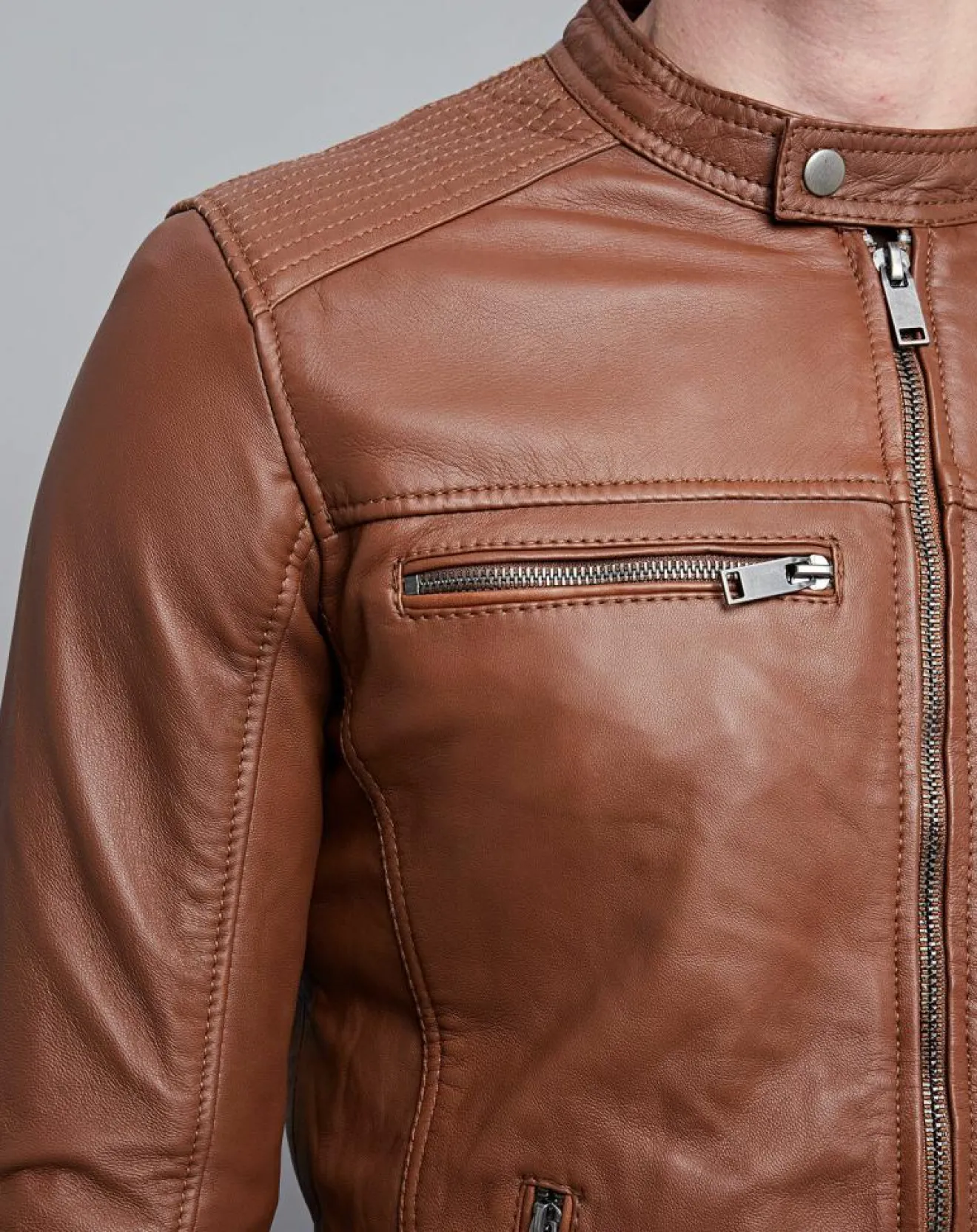 Homme Chyston Veste en Cuir Timoty cognac