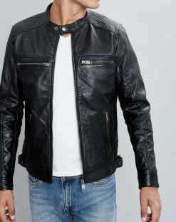 Sale Chyston Veste en Cuir Timoty noire