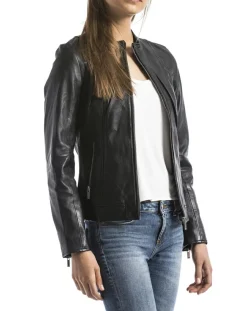 Blue Wellford Veste en Cuir Varenne noire