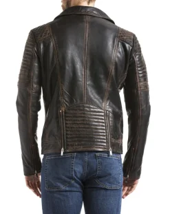 Homme Blue Wellford Veste en Cuir Varus marron vintage