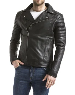 Blue Wellford Veste en cuir Varus noire