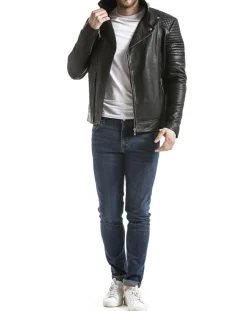 Blue Wellford Veste en cuir Varus noire