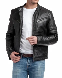 Discount Chyston Veste en Cuir Victor noire