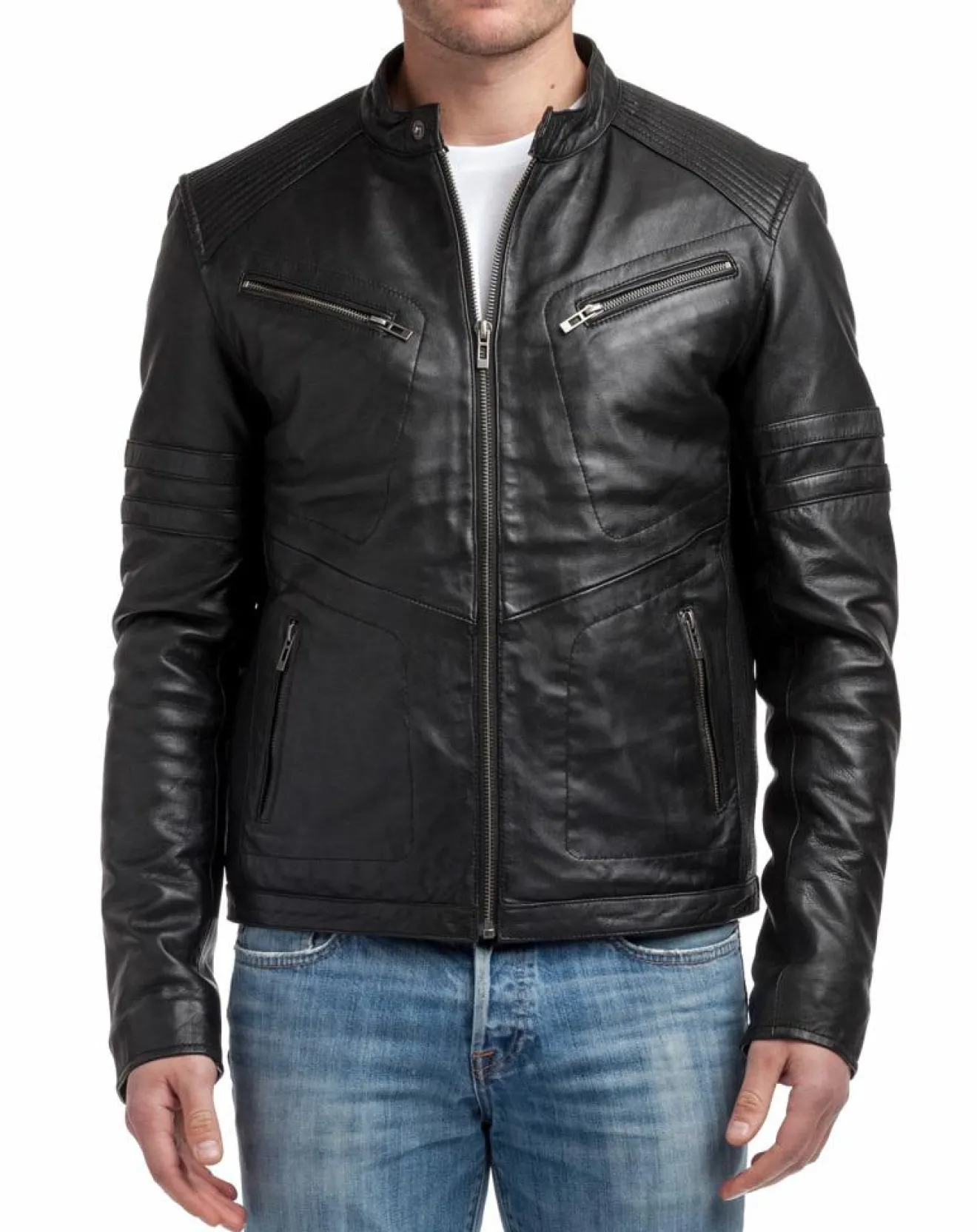 Discount Chyston Veste en Cuir Victor noire