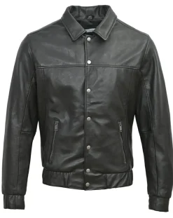 Discount Blue Wellford Veste en Cuir Yan noire