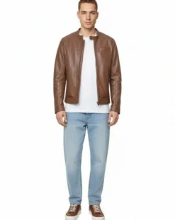 Best Blue Wellford Veste en Cuir Zachary cognac