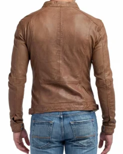 Homme Blue Wellford Veste en Cuir Zack cognac