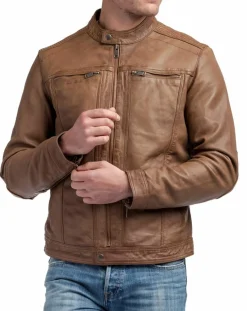 Hot Blue Wellford Veste en Cuir Zadok cognac
