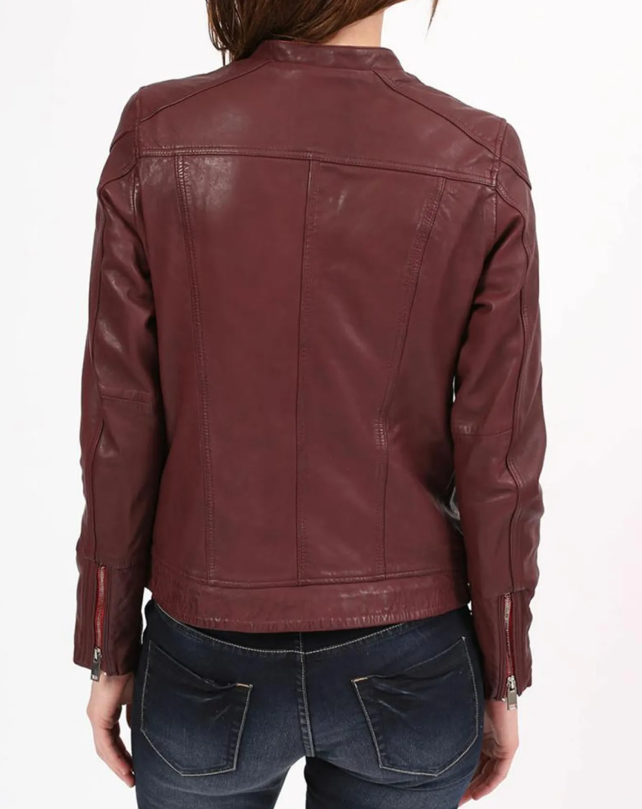 New Chyston Veste en Cuir Zayra bordeaux