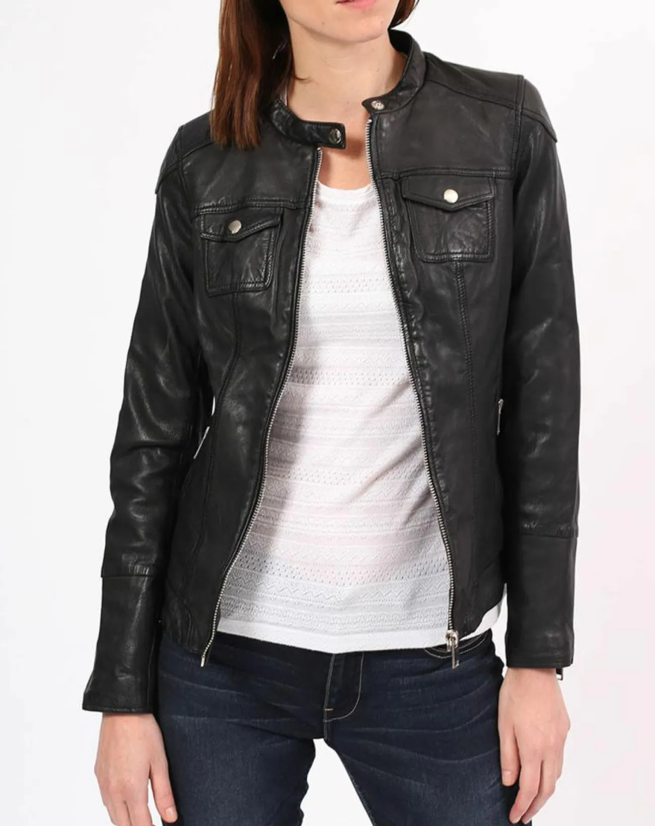 Chyston Veste en Cuir Zayra noire