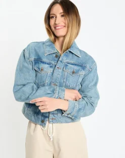 Clearance Marc O'Polo Veste en jean courte à boutons bleue