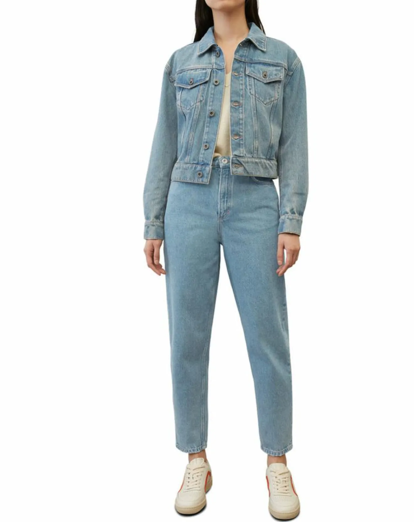 Clearance Marc O'Polo Veste en jean courte à boutons bleue