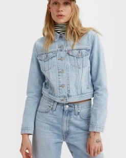 Femme Levi's® Veste en Jean Crop Trucker bleu clair