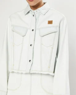 Femme Kenzo Veste en jean Cropped bleu blanchis