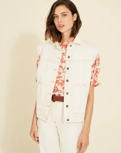 Femme Yerse Veste en Jean sans manches Jeanne écrue
