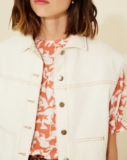 Femme Yerse Veste en Jean sans manches Jeanne écrue