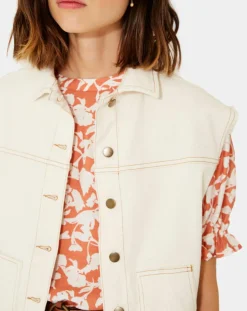 Femme Yerse Veste en Jean sans manches Jeanne écrue