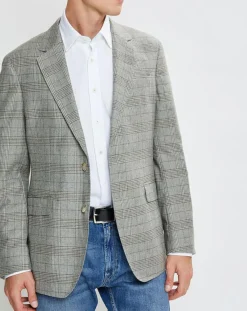 Sale Hackett London Veste en Laine & Cachemire mélangés Prince de Galles kaki/beige