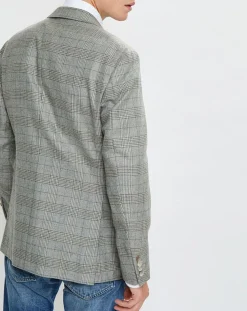 Sale Hackett London Veste en Laine & Cachemire mélangés Prince de Galles kaki/beige