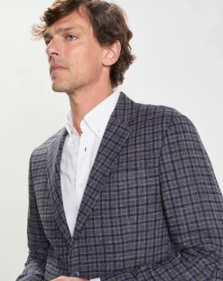Online Hackett London Veste en Laine mélangée à carreaux bleue