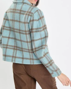 New Marc O'Polo Veste en Laine mélangée à carreaux Cropped bleue