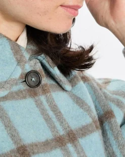 New Marc O'Polo Veste en Laine mélangée à carreaux Cropped bleue