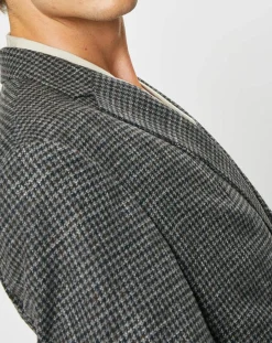 Hot Hackett London Veste en Laine mélangée à imprimé pied-de-poule marron/gris